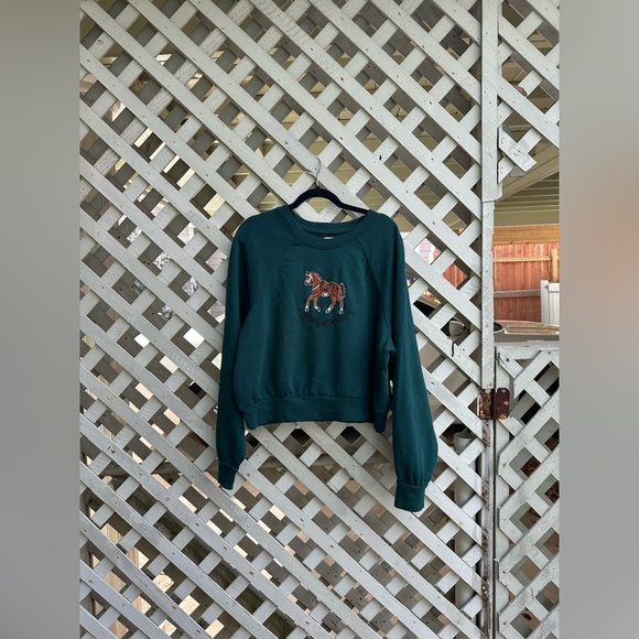 Anthropologie Maeve Embroidered Shrunken Crew Neck Sweatshirt - Picture 4 of 4